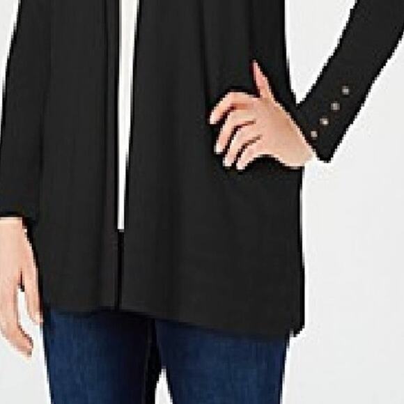 Charter Club Women's Size 0X Black Open Front Pointelle Trim‎ Cardigan - Picture 1 of 8